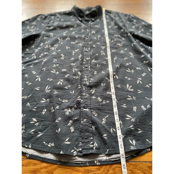 14th & UNION Trim Fit Gray Textured Floral Button Down Shirt sz XL - Picture 11 of 11